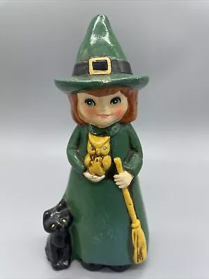 Vintage Napco Witch With Owl And Black Cat Figurine 6” • $23.99