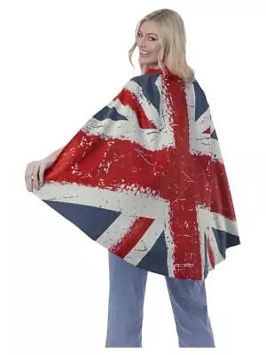 Adult Union Jack Vintage Style British Cape Coronation Fancy Dress Accessory • £8.95