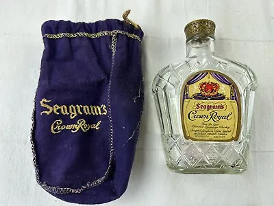 RARE! Vintage Seagram's CROWN ROYAL Empty Bottle With Bag 4/5 Quart • $9.95