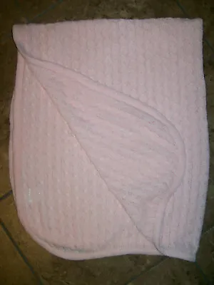 Martha Stewart Baby Blanket Acrylic Cable Knit Pink Sweater VGC • $24.99