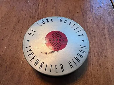 Vintage De Luxe Quality Typewriter Ribbon In Round Tin Montgomery Ward Black Red • $12