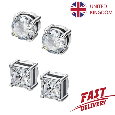 £7.99 • Buy Hypoallergenic Magnetic Diamond Cut Men Women Pair Of Studs No Piercing Earrings