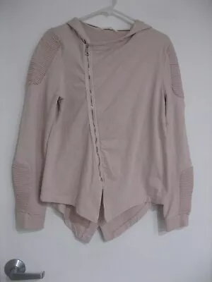 DONNA DONNA (made In Italy) PINK HOODED ZIP FRONT LONG SLEEVE JACKET SIZE 12 • $23