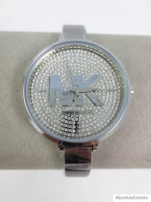 NEW Michael Kors Charley Pave Silver Stainless Crystal Logo Watch MK4432 NIB • $149.99