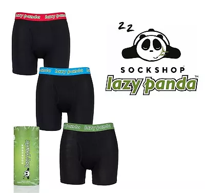 Mens Bamboo Boxer Shorts Tagless Breathable Soft Underwear - 3 Pack Lazy Panda • £15.99