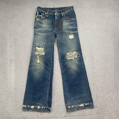 NWT R 13 Womens Jane Jeans Disco Blue Distressed Made In Italy Sz 27 Denim Pants • $189.99