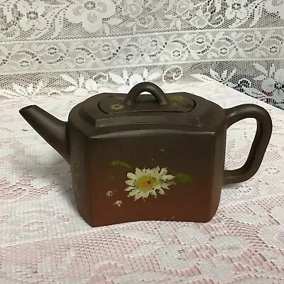 Chinese Antique Yixing Gong-Fu Cha Tea Pot Decorated With Saffron Flowers Signed • £299