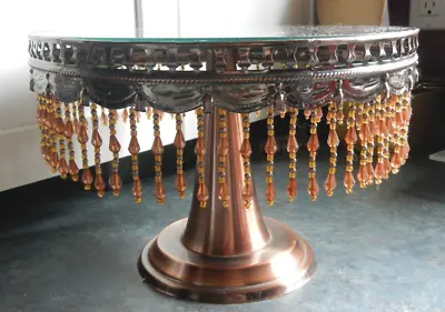 12  Mirror Top Copper Tone Metal Pedestal Cake Plate Stand Display • $17.95