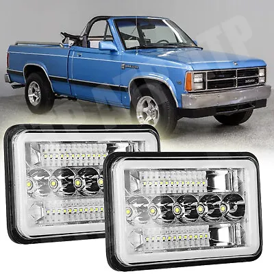 For Dodge Dakota 1987-1995 Truck Pair 4x6  LED Headlights Hi-Lo Beam Red DRL • $31.34