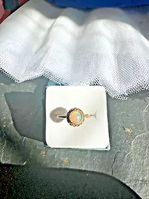 9ct Gold Fire Opal 1.6g Size M1/2 Beautiful Colours.fully Hallmarked • £94