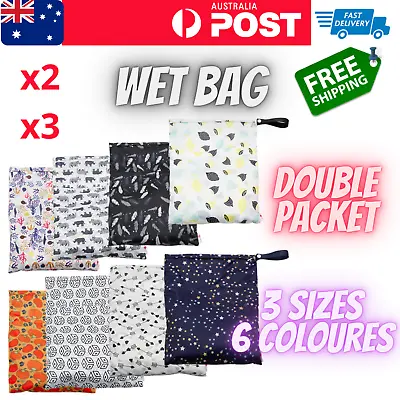 $7.77 • Buy Double Zipper Pocket Children Kids Wet Bag Nappies Diaper Swimming Waterproof AU
