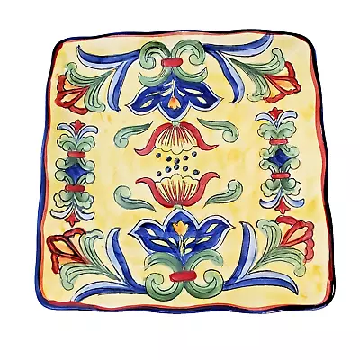 Yellow Talavera Maxcera Hand Painted  Square Salad Plate 9” • $13.95