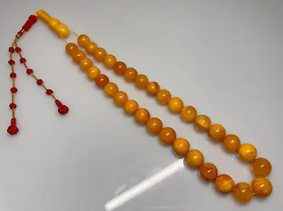 60  Grams Antique Natural Royal Kahraman Amber Islamic Rosary Prayer Beads. • $1950