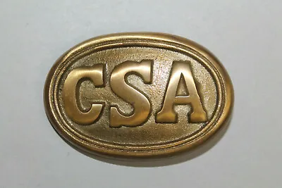 Antique Style Military Civil War Confederate CSA Belt Buckle Oval SOLID Brass #1 • $14.99