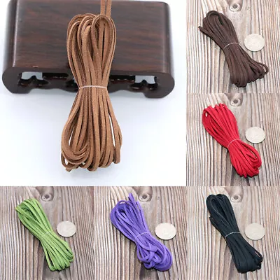 5m Flat Leather Cord Strand String Rope For Necklace Bracelets Jewelry Accessory • £2.84