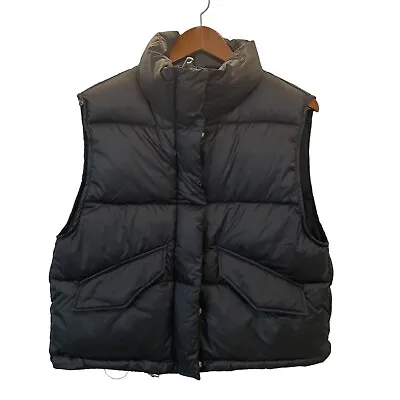 H&M Full Zip Snap Puffer Vest Womens XS Black Polyester Outdoor Winter • $23.99