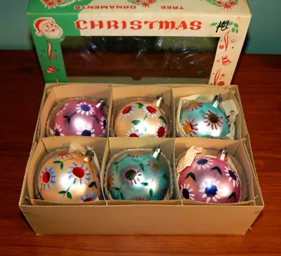 6 Vintage Glass Christmas Tree Ornaments Poland Mica • $69.95