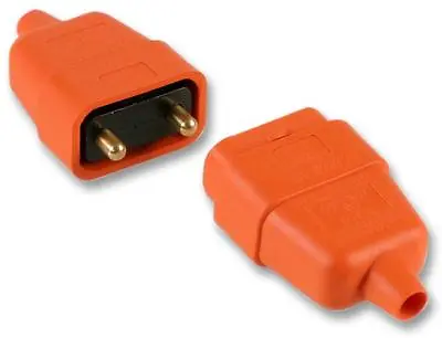 2 Pin In-Line High Impact Rubber Cable Connector 10A ORANGE Extends Mains TOOLS • £4.79