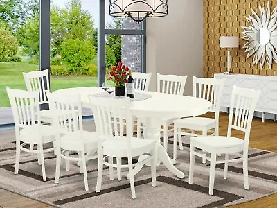 9pc Vancouver Dining Room Set Oval Table + 8 Groton Dining Chairs In Off-white • $1250