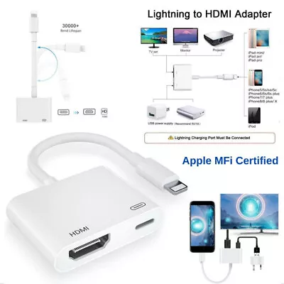 Lightning To HDMI Digital TV AV Adapter 1080P HDMI Cables For Apple IPhone IPad • £8.40