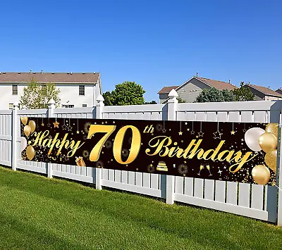 Happy 70Th Birthday BannerBirthday Party Sign Backdrop Banner For Men Women Che • $13.66
