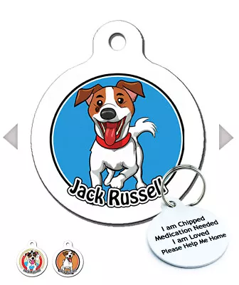 Jack Russell Dog Tags For Dogs Personalised Breed Pet ID Tag Metal Name Disc • £3.99