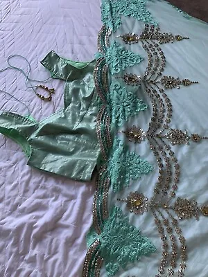 £40 • Buy Mint Green Net Saree With Ready Made Blouse. Comes With Matching Petticoat
