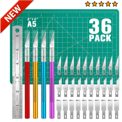 Kit Exacto Knife Set 30 Blades Refill Xacto Cutting Mat Craft Pen Cutter Razor • $13.99