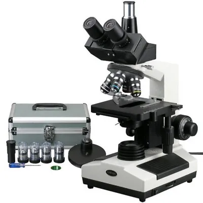 AmScope 40-2000X Phase Contrast Turret Veterinary Trinocular Compound Microscope • $1040.99