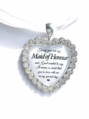 Maid Of Honour Bouquet Charm Means So Much Quote Diamanté Wedding Thank You Gift • £6.99