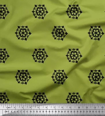 Soimoi Green Cotton Poplin Fabric Artistic Floral Printed Craft-sDQ • $11.57