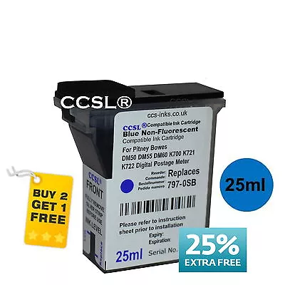 £9.95 • Buy Pitney Bowes Blue Compatible Franking Ink Cartridge DM50 DM55 DM60 K700 K722 