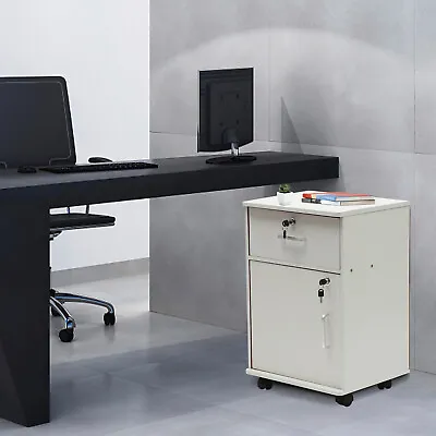 2-Tier Rolling Office Cabinet Organizer File Storage Lock Filing Cabinet Drawer • $55.10