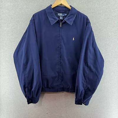 Polo Ralph Lauren Mens Jacket Blue 2XL Bi-Swing Full Zip Collar Microfiber Pony • $39.90