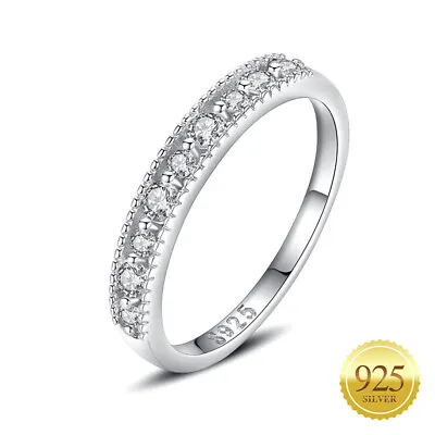 $17.86 • Buy 925 Sterling Silver Eternity Ring Round CZ Stackable Wedding Band For Women