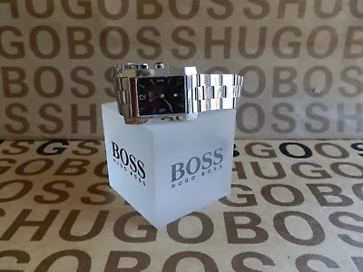 Hugo Boss Mens Swiss Made Black Dial Designer Steel Bracelet Wrist Watch £495 • £155