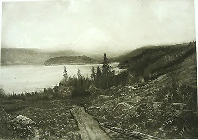 Lake Washington MOUNT RANIER CASCADE RANGE VOLCANO ~ 1888 Landscape Art Print • $10.39