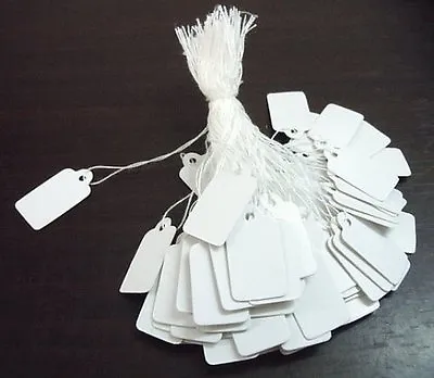 £6.99 • Buy Plain White Strung String Gift Jewellery Display Price Tags Tie On Labels 