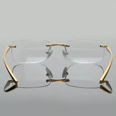 Mens Rimless Bifocal Reading Glasses Readers 1.0 1.5 2.0 2.5 3.0 3.5 4.0 N426 • $8.99