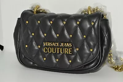 New Authentic Versace Jeans Couture Mini Black Quilted Nappa Crossbody Bag COA • $149.98