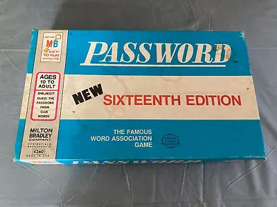 Vintage 1970 Milton Bradley PASSWORD Board Game Sixteenth Edition 4260 W/Extras • $5