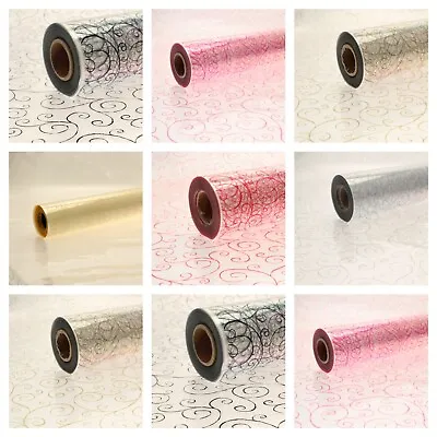 Scroll Pattern Cellophane Wrap 80cm Wide Hamper & Gift Wrapping Christmas Gifts • £1.07