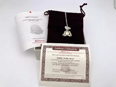 McMemories RMHC Teddy Bear Pendant Gold Silver W/ 24  Chain 1996 • $15.99