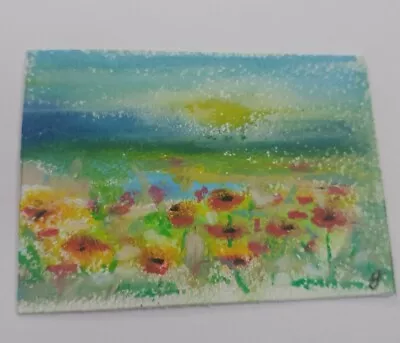 Aceo Pastel Abstract Floral New Original 2024 By Yvette In Clear Seal On Card • £3.50