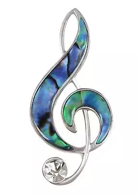 Abalone Shell Music Note Brooch Pin Silver Tone Pendant Jewelry Accessories • $12.99
