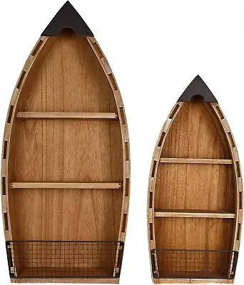 $255.95 • Buy Wood Boat Shelf Wall Decor, Decorative Standing Boat Shelves Tabletop Home Decor