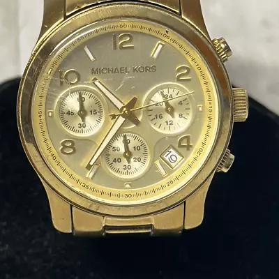 Michael Kors Mid-Size Runway MK5055 Wrist Watch Chronograph Gold NEEDS BATTERY • $35