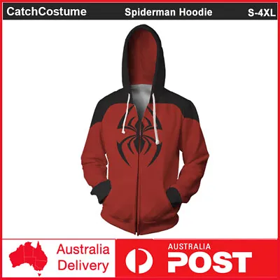 Spiderman Cosplay Hoodie Womens Mens 3D Casual Hooded Sweatshirts With Pockets • £25.41