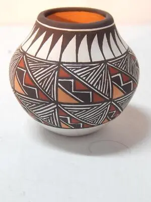 Vintage Acoma Pueblo Indian  Pottery Miniature Olla Pot  - Marilyn Ray (1954-) • $110