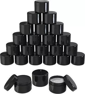 Houseables Black Cosmetic Jars Plastic Jar With Lids 2 Fl Oz 160 ML 24 Pack • $22.99